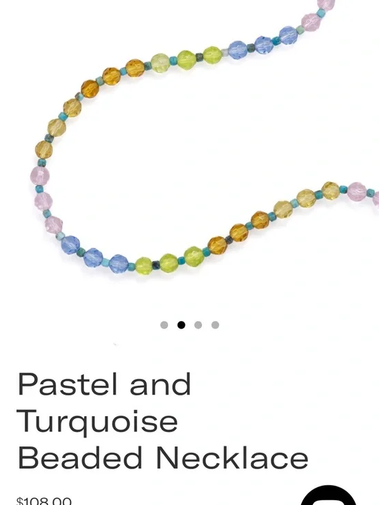 Mayamar Pastel, 24 karat gold and Real Turquoise Beaded Necklace NEW $108 MSRP - Picture 8 of 13